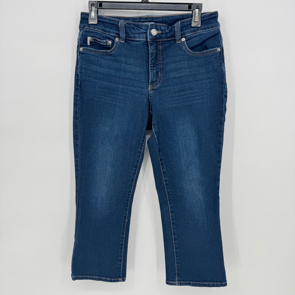 Chaps Womens Blue Wash Cropped Casual Stretch Denim Jeans Size 6 Capri‎